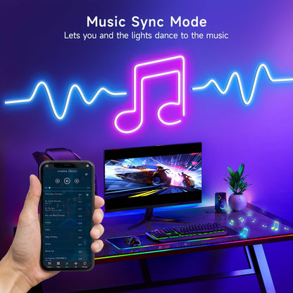 LED Neon Rope Lights 16.4ft RGB LED Rope Lights with Remote APP Control Waterproof Flexible Neon Strip Lights RGB Rope Lights for Bedroom Room Outdoors Decoration, Home Decor, Outdoor Lights, Vibrant Illumination, Modern Decor, Highquality Leds, Energyefficient Lighting, Smart Lighting, Home Decorators, Event Planners