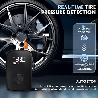 Portable Car Air Compressor - Wireless Handheld Tire Inflator with LED Light