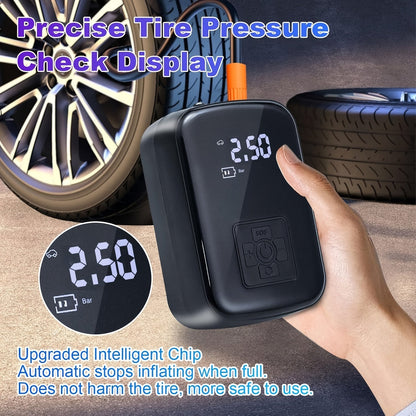 Portable Car Air Compressor - Wireless Handheld Tire Inflator with LED Light